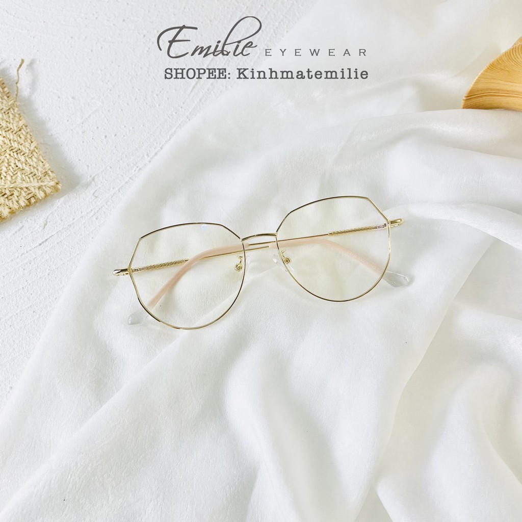 Kính gọng mảnh mắt mèo nữ Emilie eyewear chất liệu kim loại phụ kiện thời trang 2668