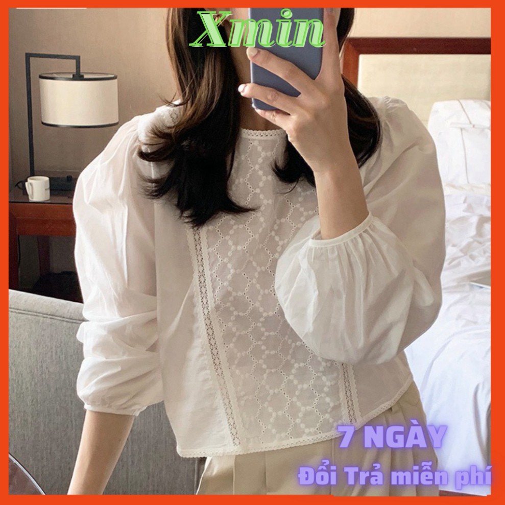 áo babydoll tiểu thư A257 cổ tròn quảng châu Thời trang Xmin VINTAGE
