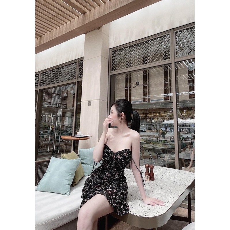 [Mã SKAMA06 giảm 8% tối đa 50K đơn 250K] Đầm Body Nhún Đuôi Tôm Cột Vai Cúp Hoa Cao Cấp | BigBuy360 - bigbuy360.vn