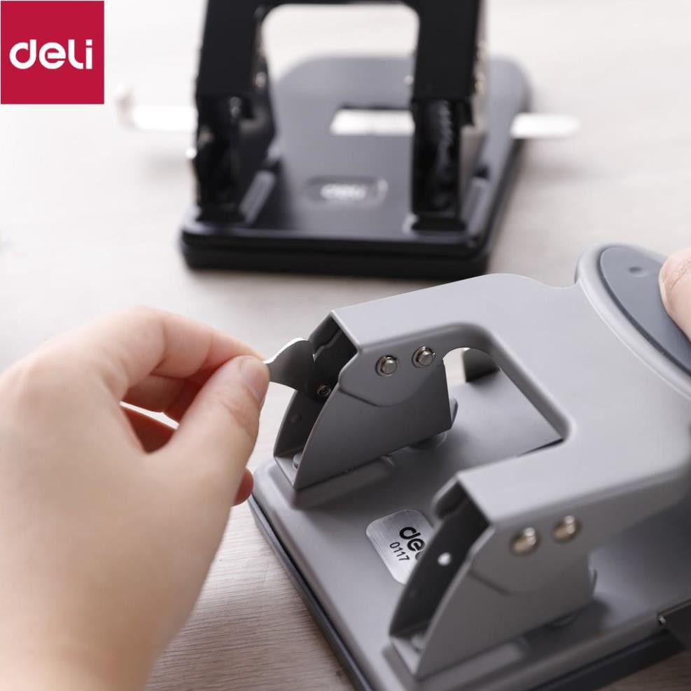 Máy đục lỗ kim loại 35 tờ Deli, Đen, xanh dương, ghi xám - 1 cái E0117 [Deli]