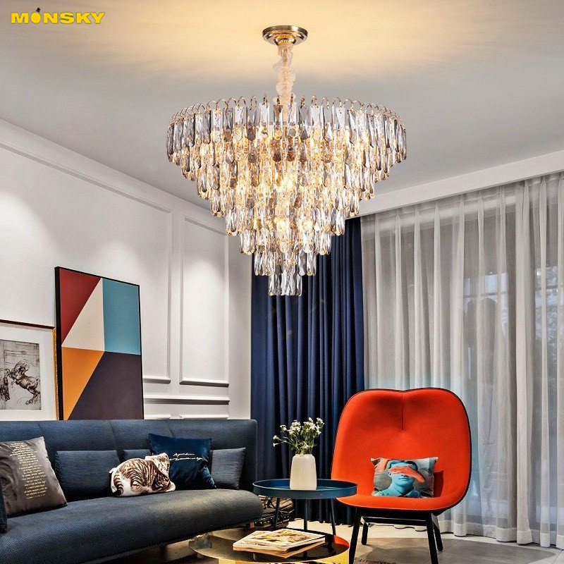 Đèn chùm MONSKY VISCO pha lê hiện đại trang trí nội thất sang trọng - kèm bóng LED chuyên dụng [ẢNH VIDEO THẬT 10%].