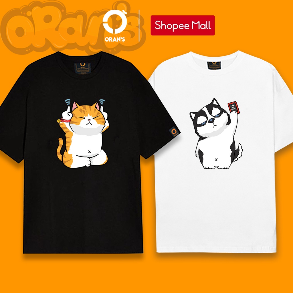 Áo thun đôi chó mèo Wifi ORANS áo đôi nam nữ tay lỡ Oversize chất COTTON 4C FULLBOX - Husky - ORAN'S Couple Tee 13