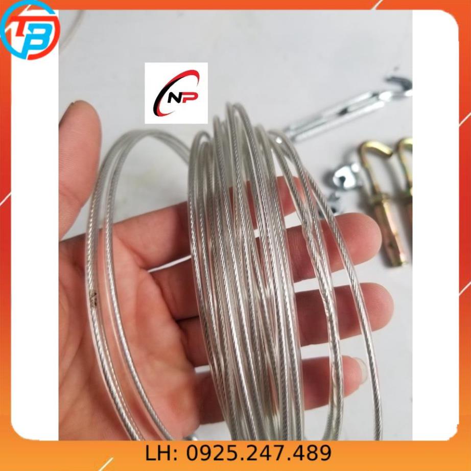 (HCM) Combo 10 mét cáp bọc nhựa 3mm kèm 1 tăng đơ 2 ốc xiết cáp 2 tacke sắt có móc.kimkhinhatphat