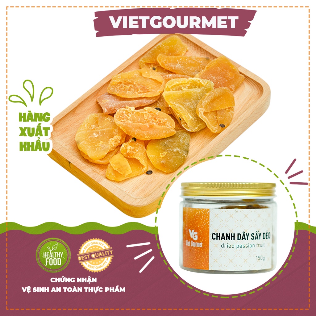 Chanh dây sấy dẻo ít đường/ Trái cây sấy dẻo vị chua ngọt thơm quả chanh leo/ ăn vặt healthy ăn kiêng quà tặng