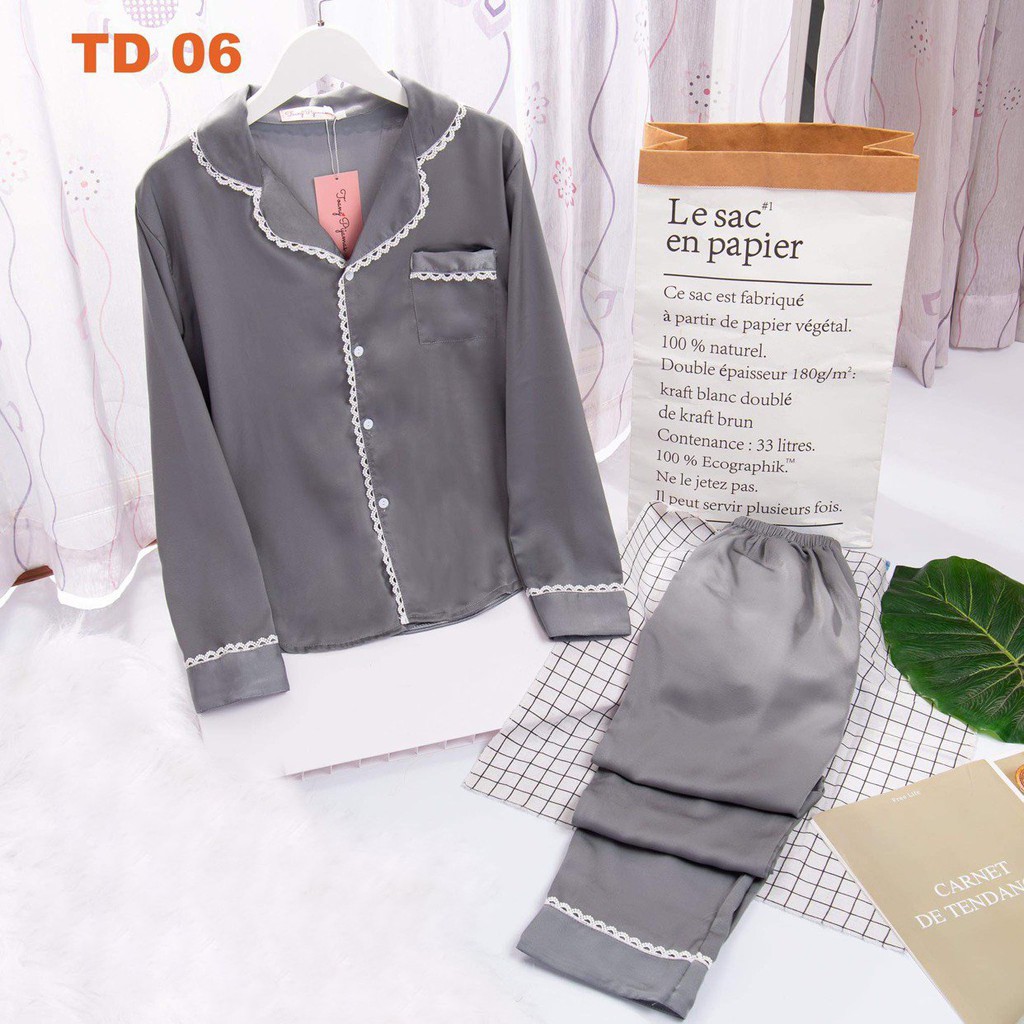 Đồ ngủ lụa ngọc trai tay dài - Bộ  pajama dài tay | BigBuy360 - bigbuy360.vn