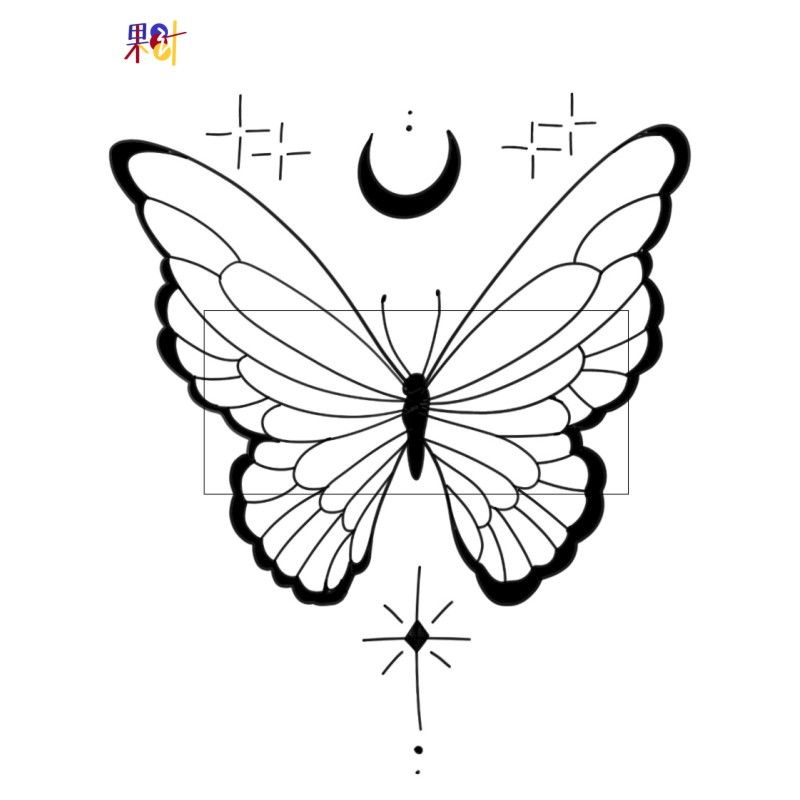 Hình Xăm Dán Tạm Thời Chống Thấm Nước Hình Bướm Và Ngôi Sao Màu Trắng Đen Quyến Rũ Cho Nữ