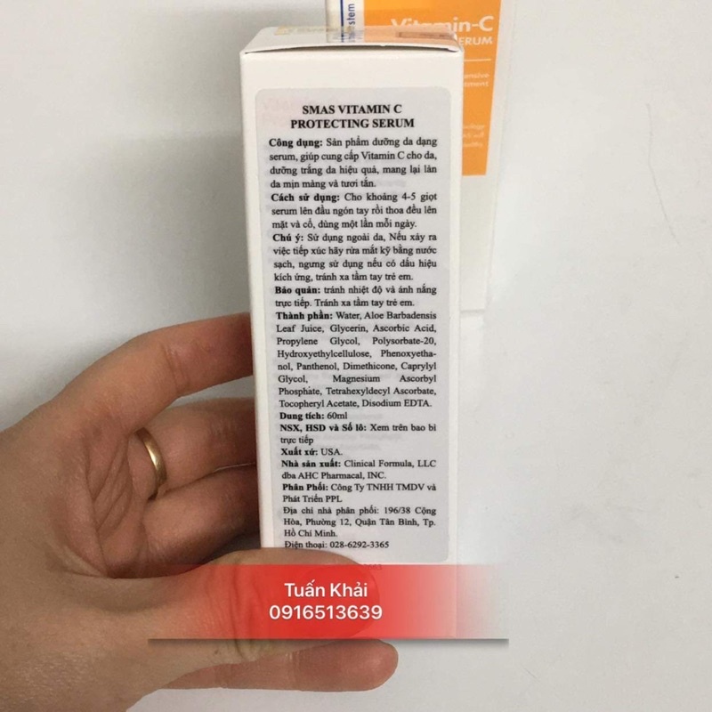 SMAS VITAMIN C Tinh chất vitamin c dưỡng sáng mờ thâm mụn sạm nám tàn nhang 60ml