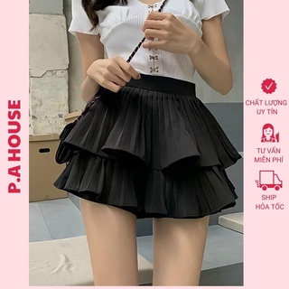 [SALE 50%] CHÂN VÁY XẾP LY XÒE DÁNG NGẮN 2 TẦNG LƯNG CẠP CAO P.A HOUSE