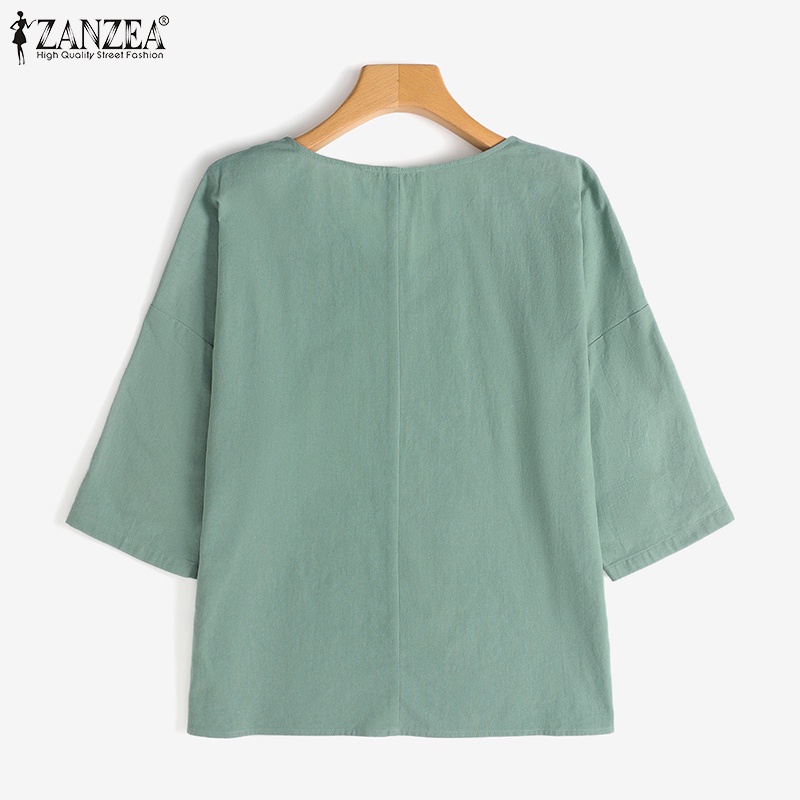 Zanzea Áo Cánh Tay Lỡ 3 / 4 Cổ Chữ V Thời Trang Dành Cho Nữ