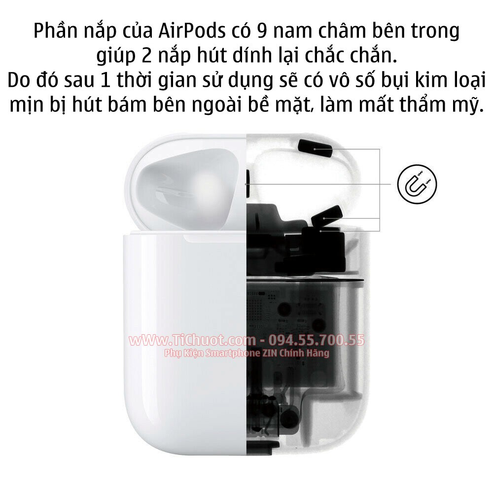 Dán decal kim loại 18K chống bụi AirPods 1/2 (bản sạc có dây-LED nằm trong)