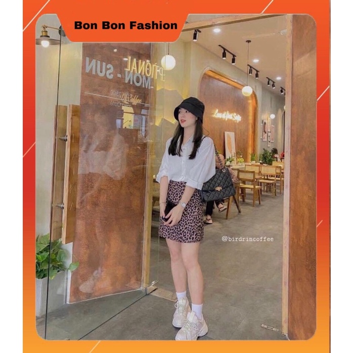 🦋Set chân váy da beo kèm áo sơmi .sơmi dáng thụng ,mát đi chơi ,đi làm đều xinhh