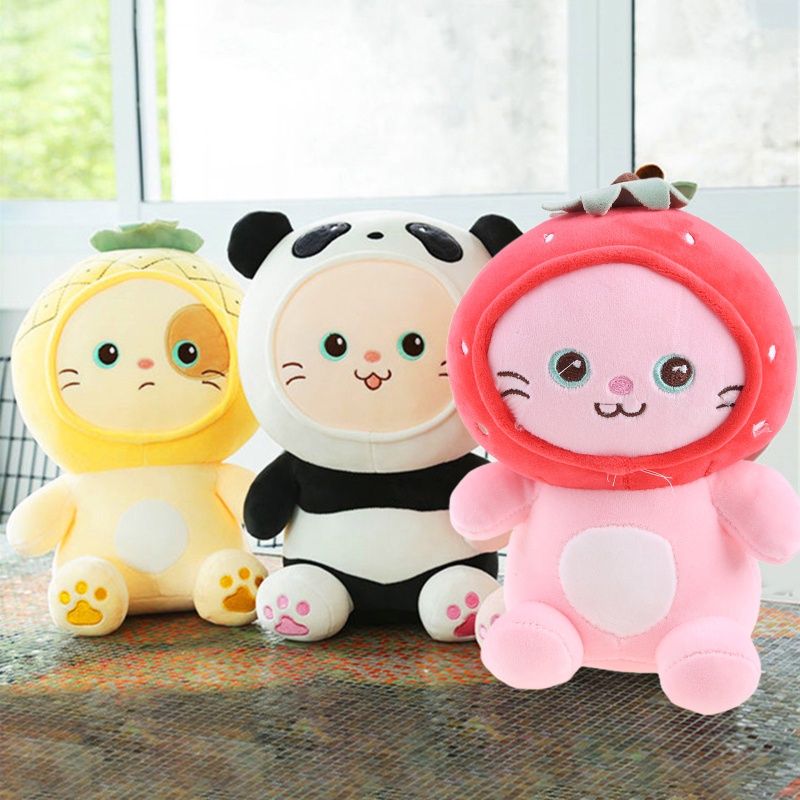 Búp Bê Nhồi Bông Hình Mèo Kitty 3D Dễ Thương Trang Trí Phòng Bé