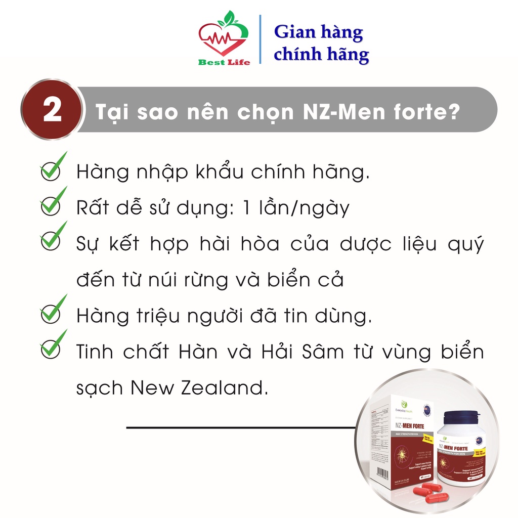 Everyday Health MEN FORTE Tăng cường sinh lý hỗ trợ điều trị xuất tinh sớm rối loạn cương dương hộp 60 viên