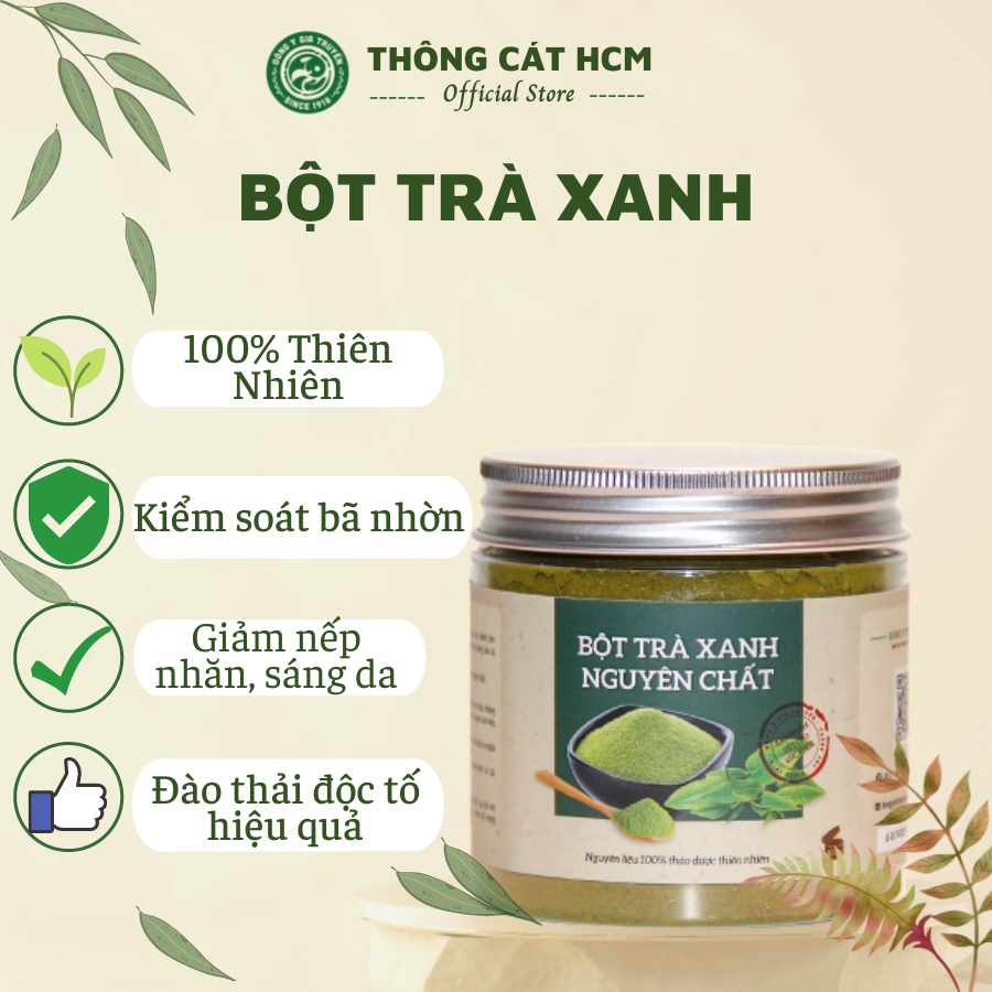 Bột Trà Xanh nguyên chất THÔNG CÁT HCM dùng để đắp mặt nạ, thức uống ngon lành và có thể làm bánh