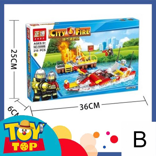 [Một hộp lẻ] Non - lego city xếp hình biệt đội lính cứu hỏa : Thuyền cứu hỏa Zhbo 5550