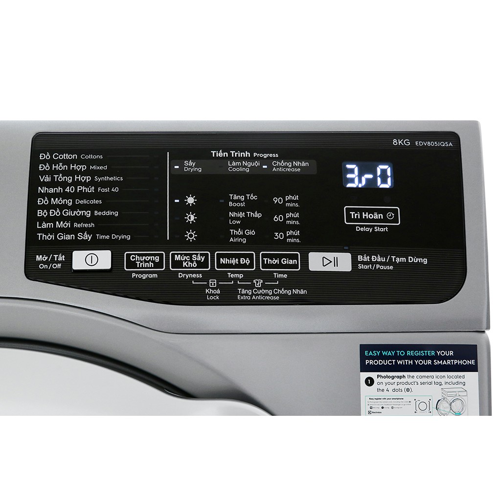 Máy sấy thông hơi Electrolux 8 Kg EDV805JQSA