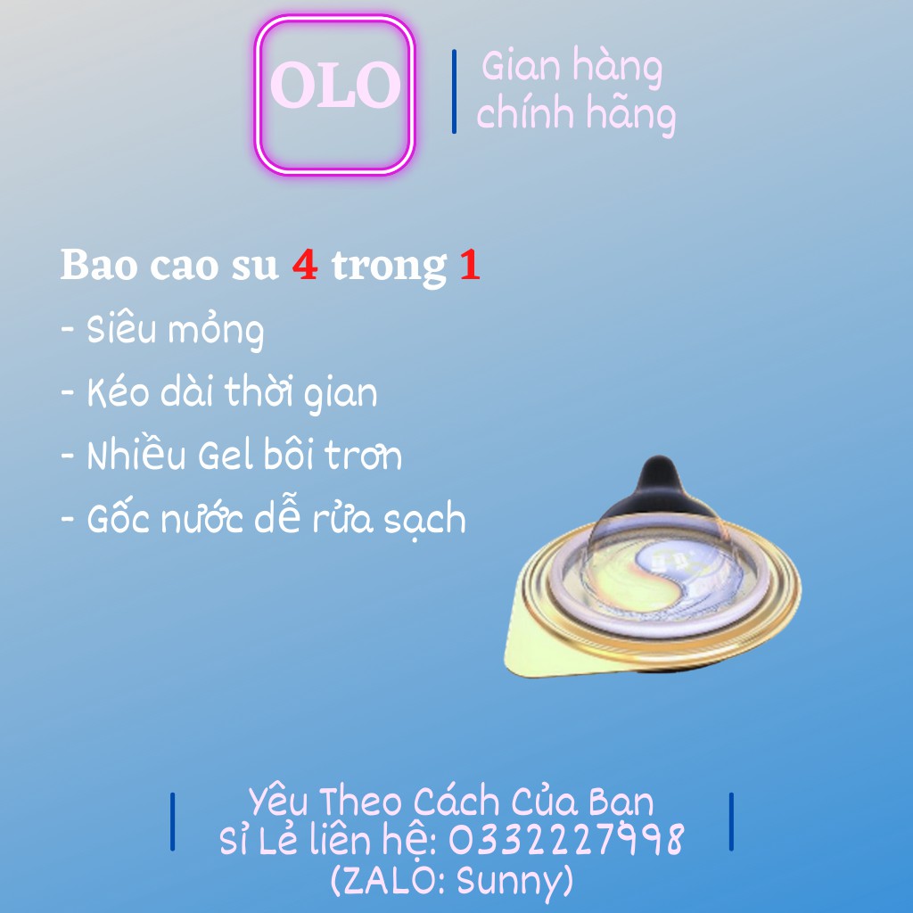 Bao cao su OLO vàng 001 lửa băng. Chỉ 0.01 mm, siêu mỏng, cảm giác chân thật (10 cái/ hộp)