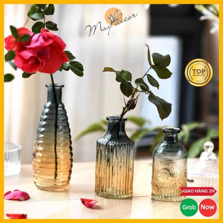 Lọ hoa thuỷ tinh cổ điển phong cách châu âu Maydecor bình hoa decor bàn LH057