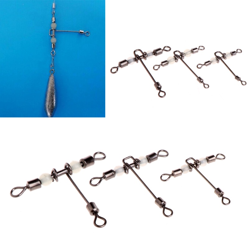 Set 5 Phụ Kiện Câu Cá Xoay 3 Chiều Hình Chữ T Màu Dạ Quang