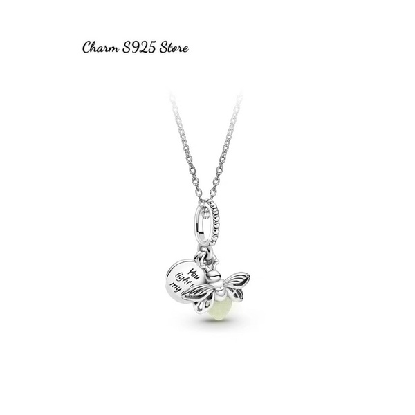 combo dây chuyền + 1 mặt charm pan đom đóm bạc s925 cao cấp