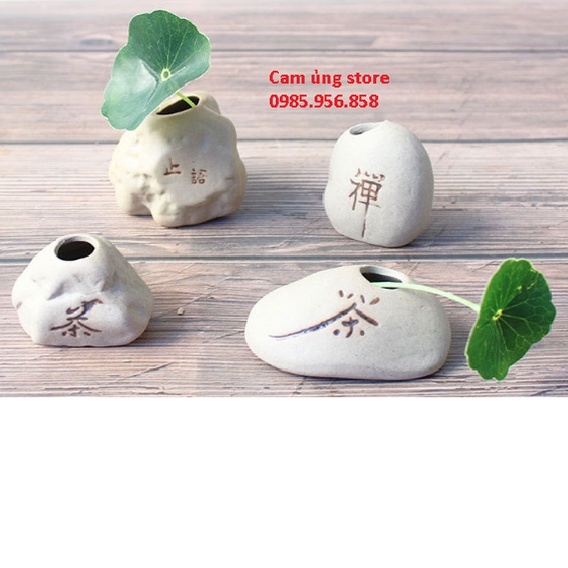 Chậu bình mini trồng cây, trang trí kèm kệ tượng phật- decor không gian tiểu cảnh phối lũa( chưa bao gồm thực vật)