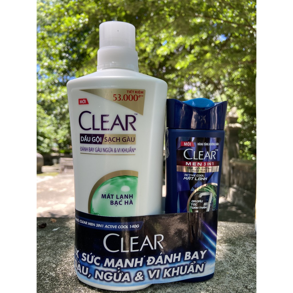 DẦU GỘI ĐẦU CLEAR BẠC HÀ 630G tặng clear men 140g