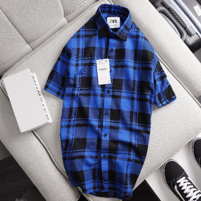 Áo sơ mi caro nam ngắn tay trẻ trung kate tay sọc