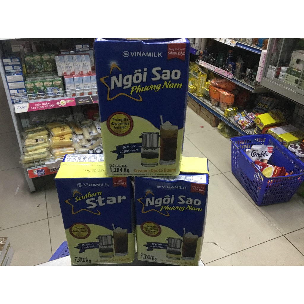 Sữa đặc nguyên kem có đường vinamik ngôi sao phương nam 1,284kG( xanh nước biển)