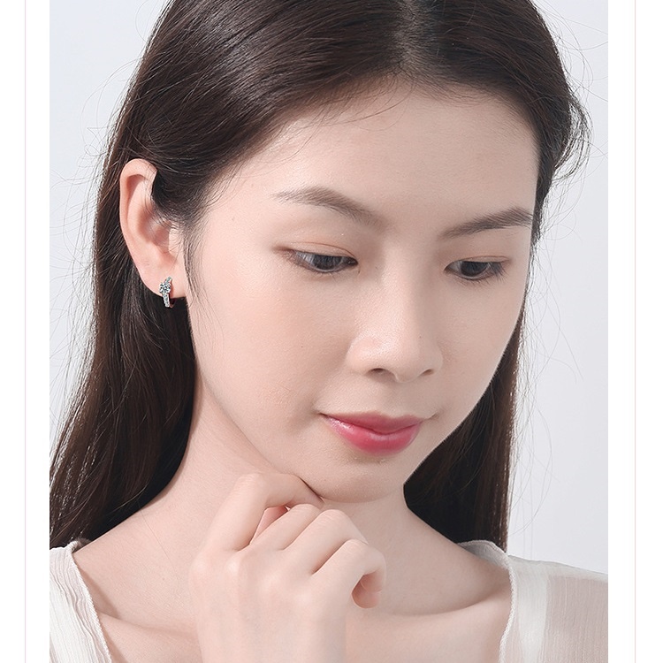 Bông tai tròn khoen bấm nhỏ xinh, bạc Ý S925 - HT303