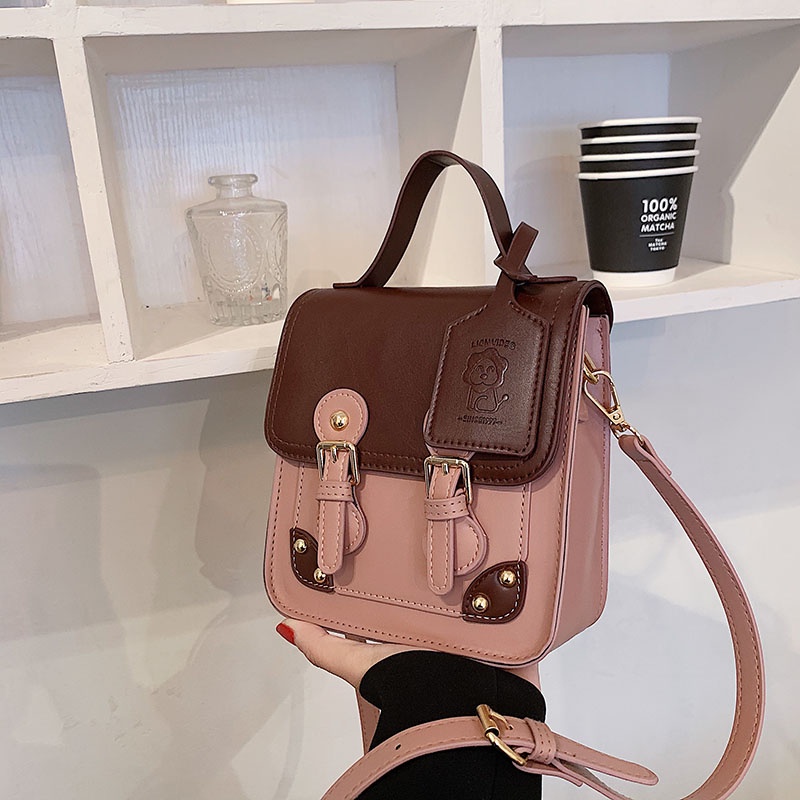 Túi đeo vai Ielgy thời trang nữ kiểu Hàn phối màu đính đinh tán