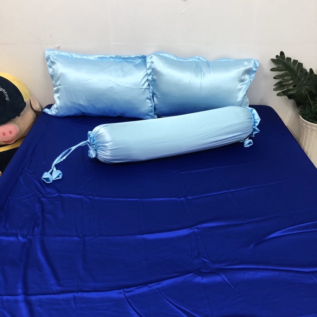 Bộ ga gối phi lụa không mền size 1.6x2m, nệm dày 10-15cm ( phối màu) inbox