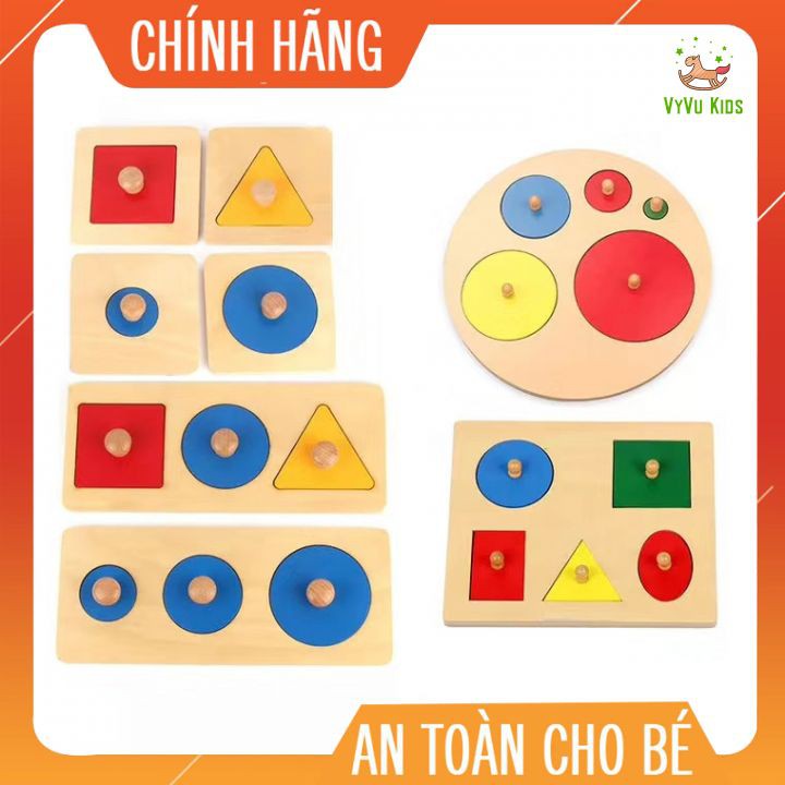 Bảng hình học có núm cầm-Giáo cụ Montessori♥️ CHÍNH HÃNG♥️ ĐỒ CHƠI GIÁO DỤC♥️ Phát triển các kĩ năng cơ bản cho bé