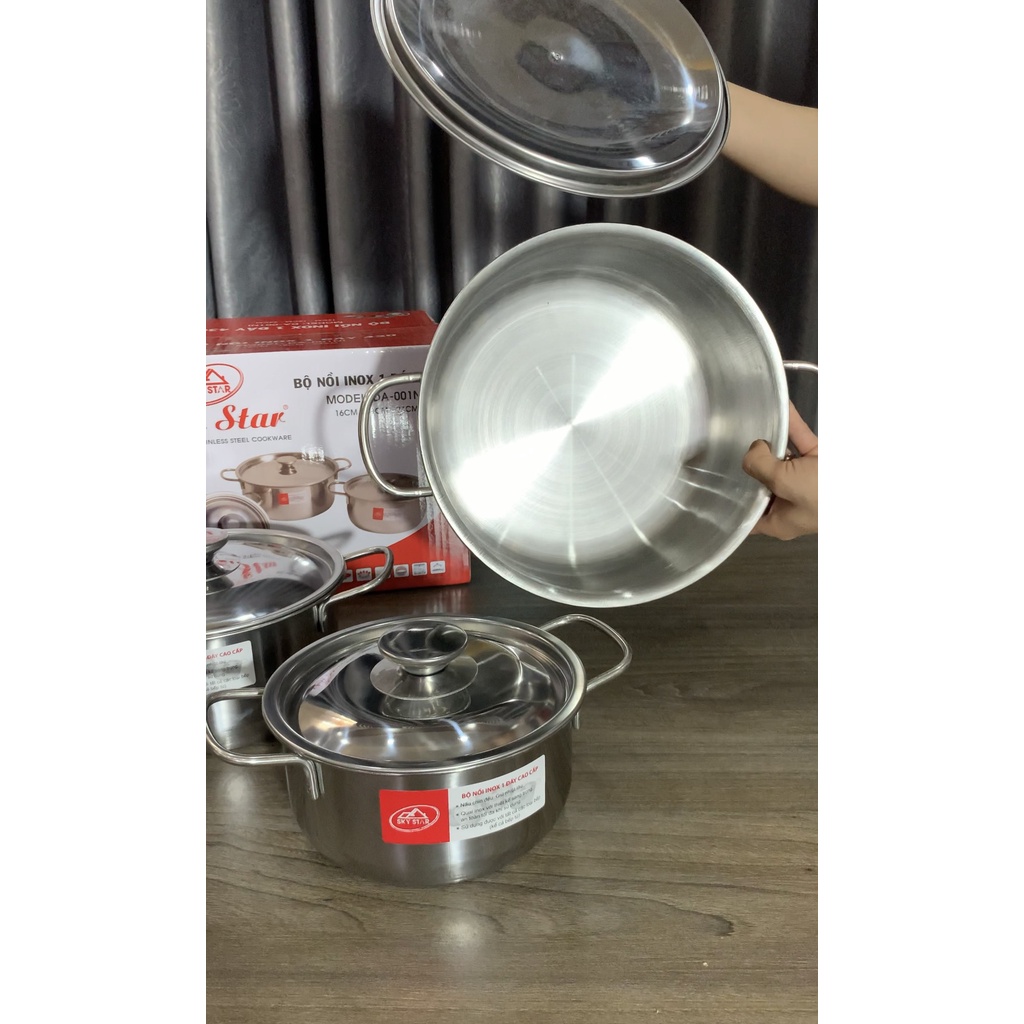 Bộ nồi Inox Sky Star Cao cấp dùng được cho mọi loại bếp