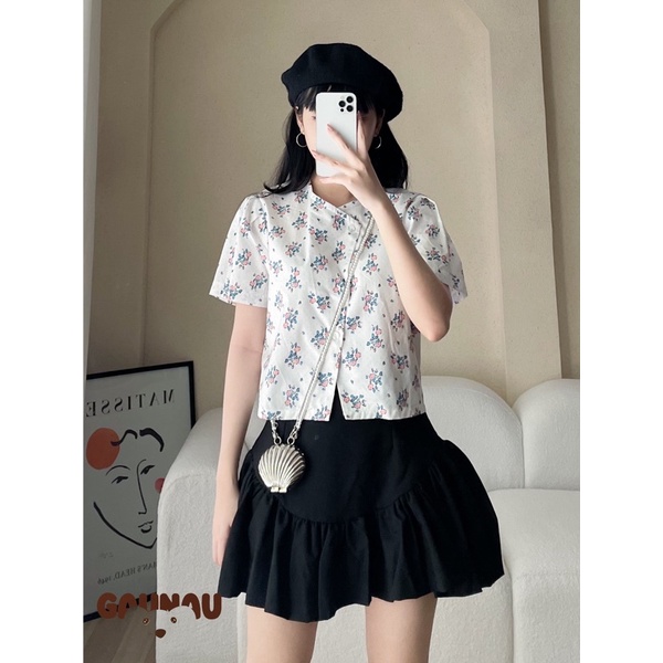 Áo blouse hoa nhí chéo tà [Gau Nau]