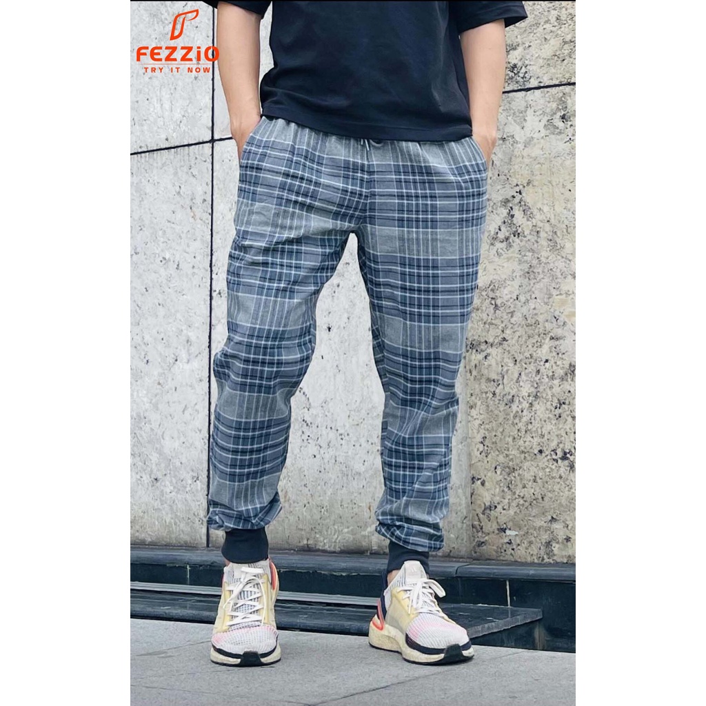 Quần jogger nam , quần dài nam caro , quần dài hàn quốc ,  quần nam caro Fezzio chính hãng