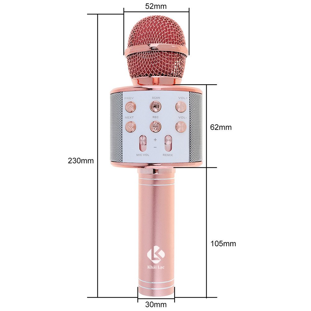 Mic Hát Karaoke Bluetooth Không Dây WS858 - Âm vang - Ấm - mic hát karaoke cầm tay mini