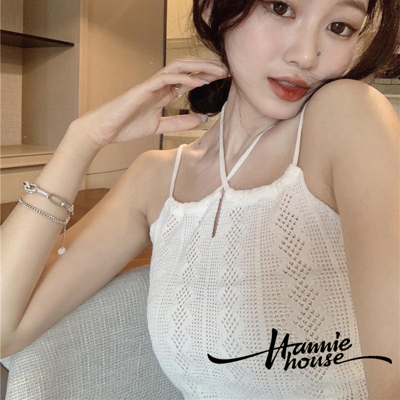 Áo dệt kim hai dây cổ chữ U phong cách thời trang dành cho nữ