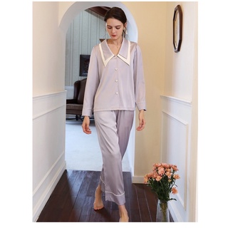 Bộ đồ ngủ lụa, bộ đồ pyjama lụa ngoc trai tiểu thư (BN04) ⚡️FREESHIP⚡️