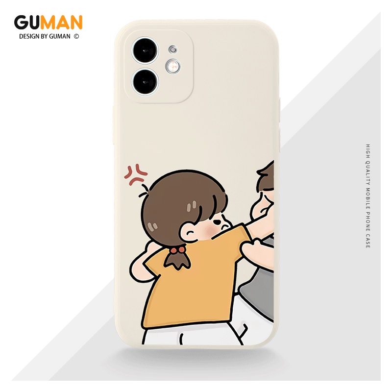 Ốp lưng GUMAN silicon mềm chống sốc viền vuông độc lạ nam nữ đen hoạt hình cặp đôi dễ thương đẹp cho iPhone 14 13 12 11 Pro Max SE 2020 X XR XS 8 7 ip 6S 6 Plus kute XYM722