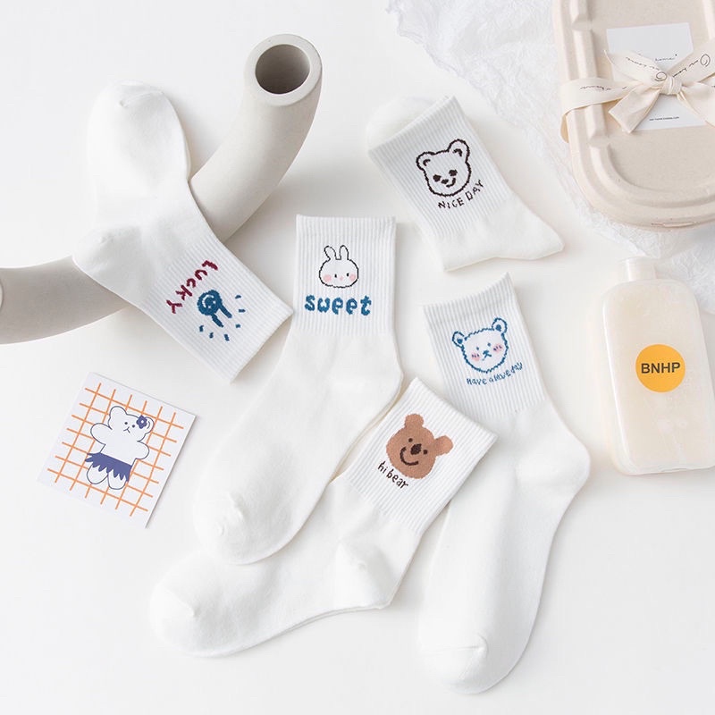 Tất cổ cao gấu thỏ cotton kháng khuẩn thời trang giá rẻ MRSOCKS SVC003