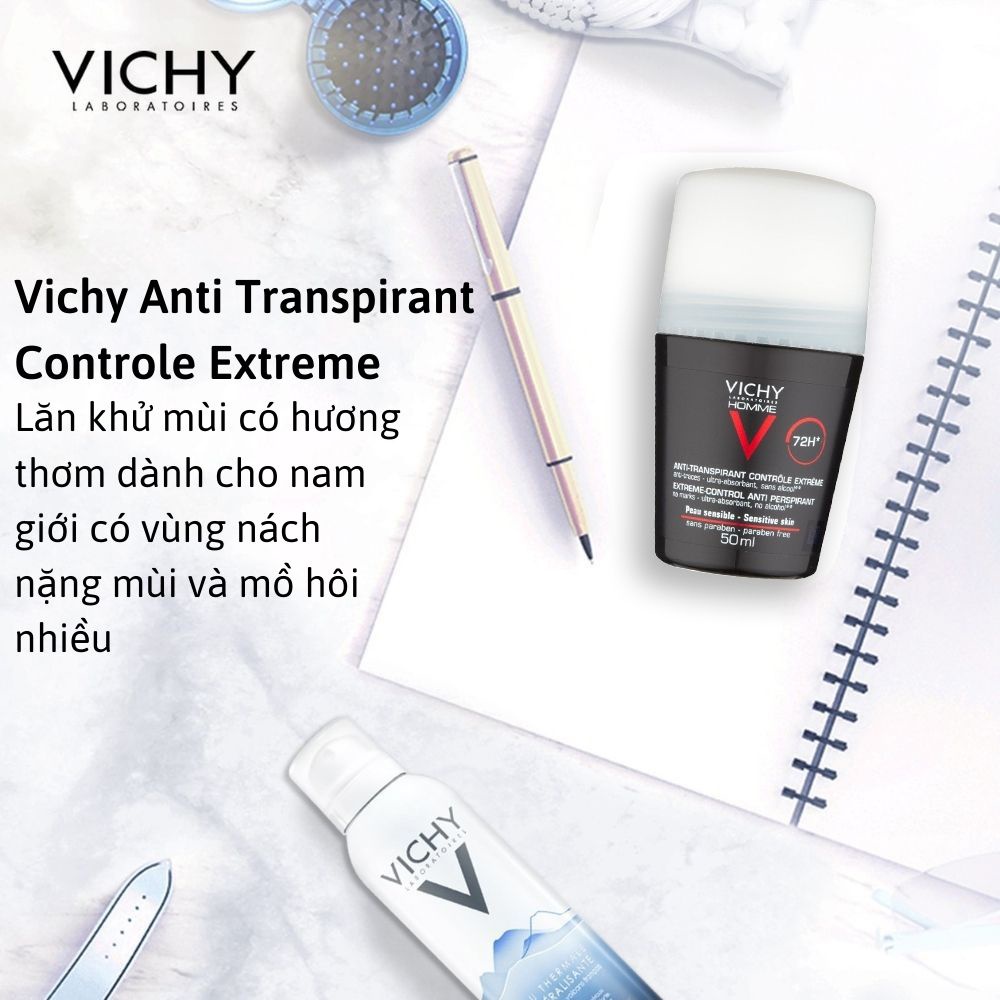 Lăn khử mùi, ngăn mồ hôi cho nam Vichy đen 72h 50ml có hương thơm chính  hãng Pháp - BeautyMart - Sản phẩm khử mùi | TheBodyHolic.com