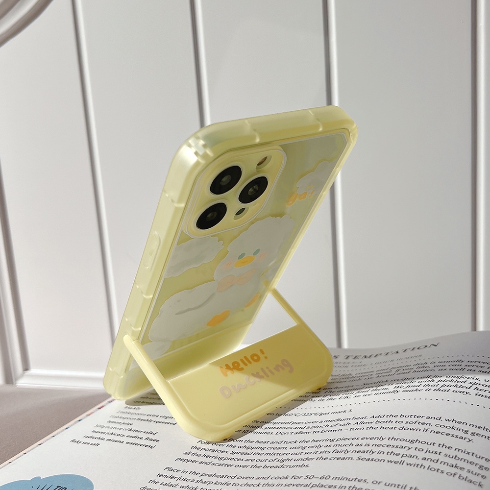 Casing For IPhone 13 12 11 7 8 Plus X Xs Xr Pro Max 7+ 8+ SE 2020 Xsmax Promax 13Promax 12Promax 11Promax Stand Cute Cartoon Flower Bear Duck Invisible folding bracket couple friends Phone Back Case Cover TX 03