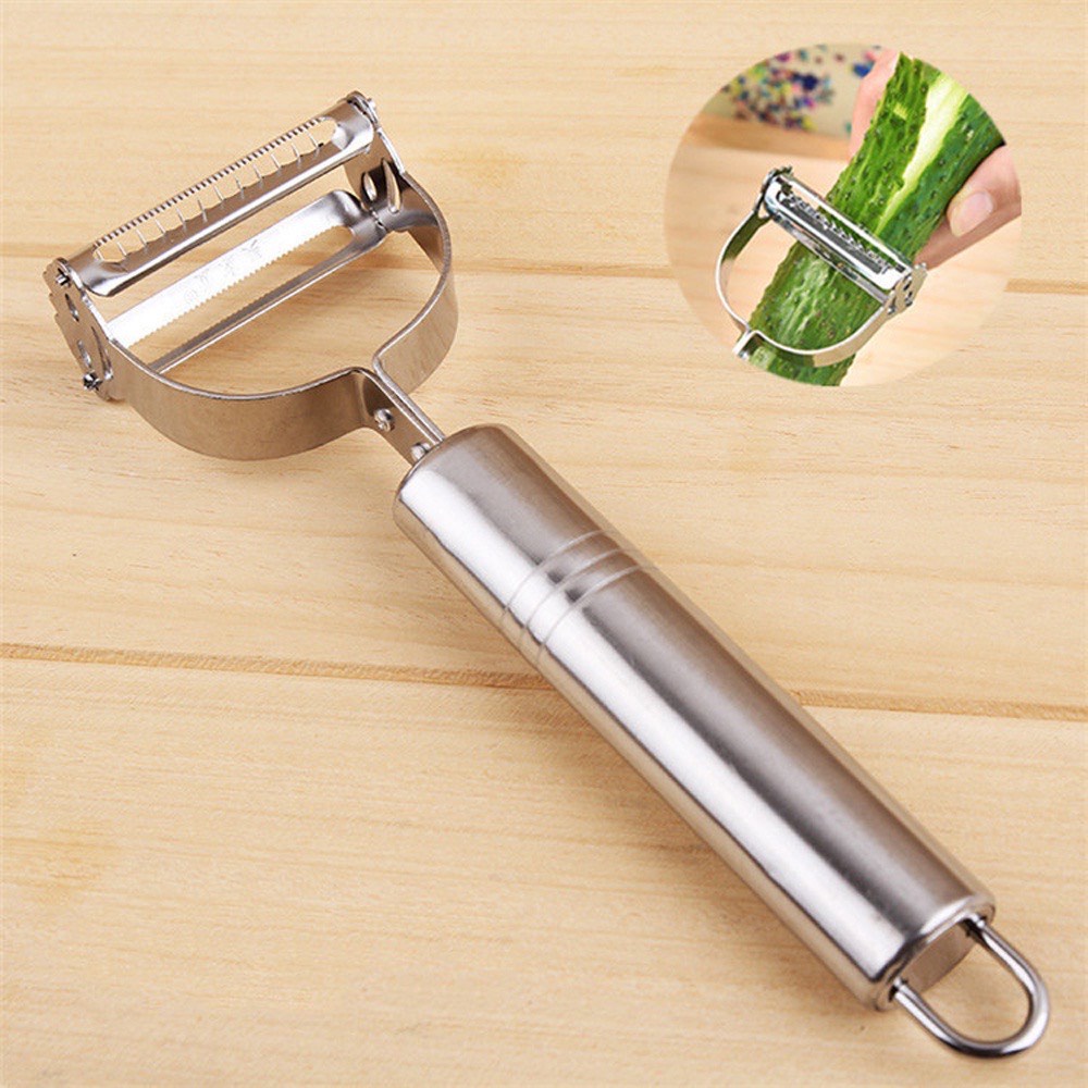 Dao Bào Sợi Rau Củ Quả 2 Đầu Inox 304 Siêu Bén, Gọt Vỏ, Bào Sợi Tiện Lợi