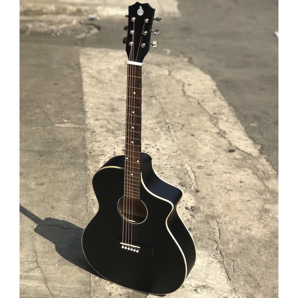 Đàn guitar acoustic SVA1 tập chơi màu đen có ty chống cong - kèm bao da và 6 phụ kiện - Đàn tập chơi, bảo hành 1 năm