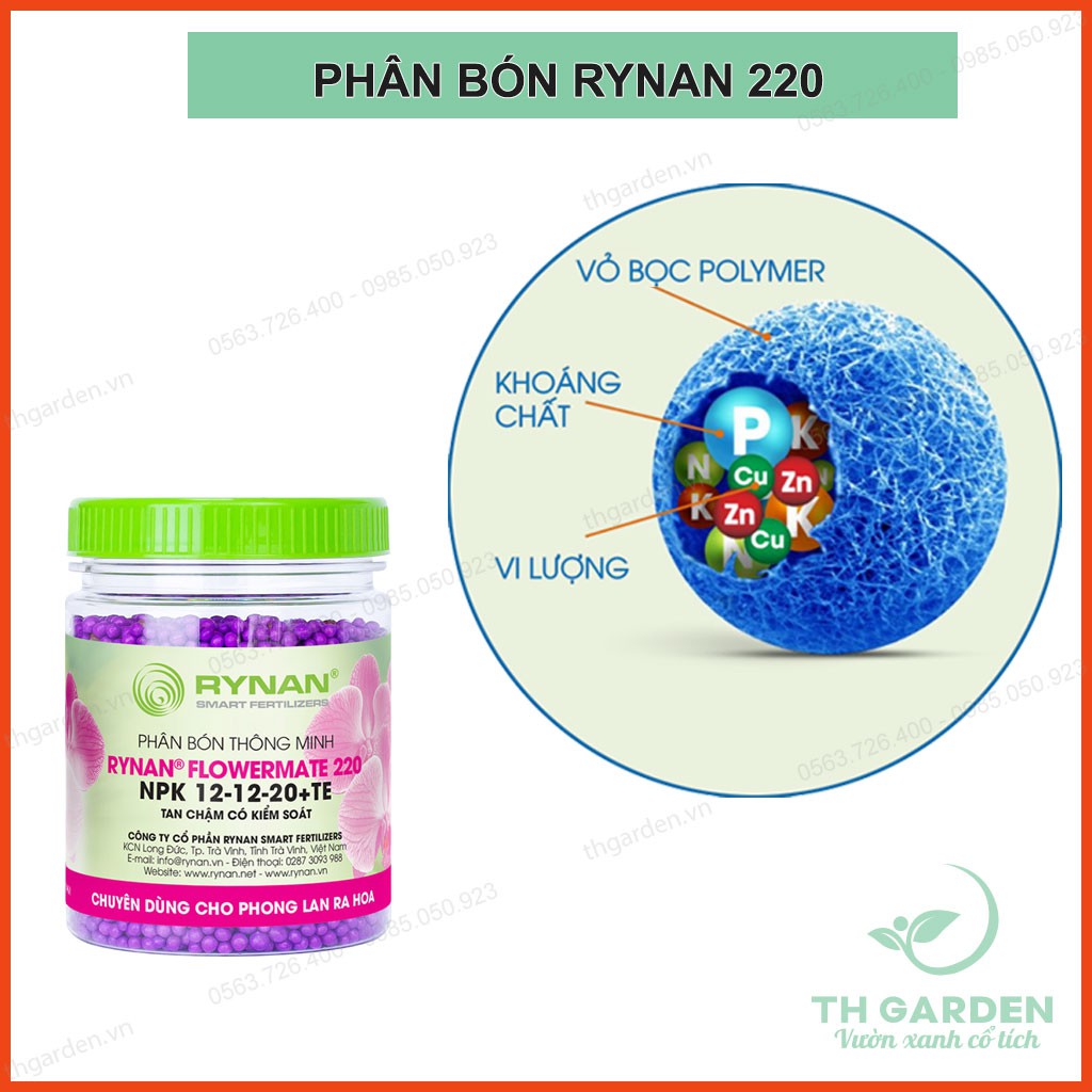 Phân Bón Thông Minh Rynan 220 - Chuyên Cho Lan Ra Hoa - Màng Polyme Kiểm Soát Giải Phóng Phân Từ - TAN CHẬM CÓ KIỂM SOÁT