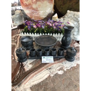 Bộ đồ thờ cúng đá vân đen