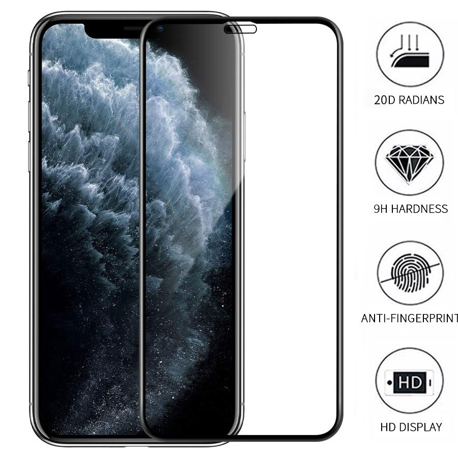 Kính Cường Lực 20D Bảo Vệ Toàn Màn Hình Cho iPhone 14 13 12 11 Pro Max Plus Mini X XR Xs Max 8 7 Plus SE