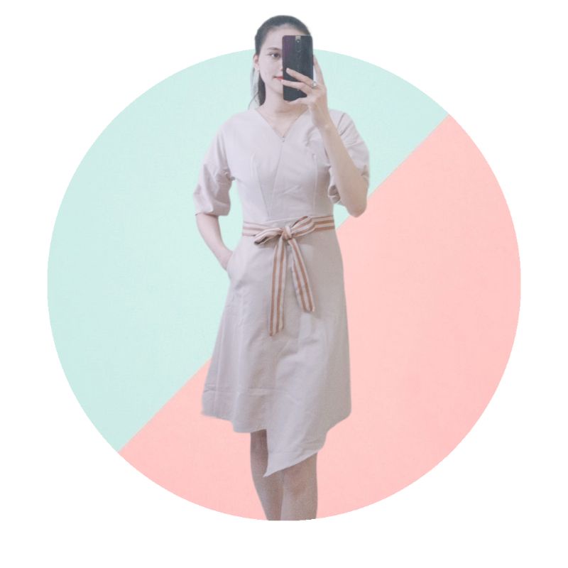 (Freeship) VÁY LỆCH TÀ THẮT ĐAI - HÌNH THẬT