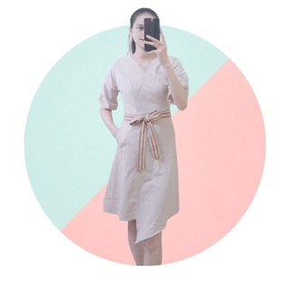 Váy lệch tà thắt đai - hình thật
