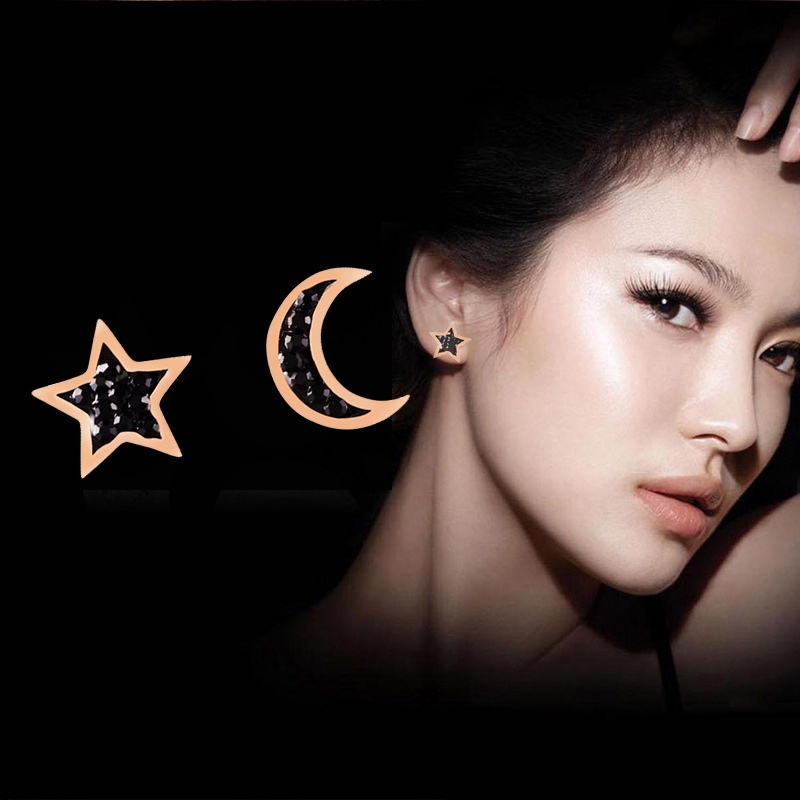 Bông Tai Mini Hình Mặt Trăng Ngôi Sao Chống Dị Ứng Hợp Thời Trang